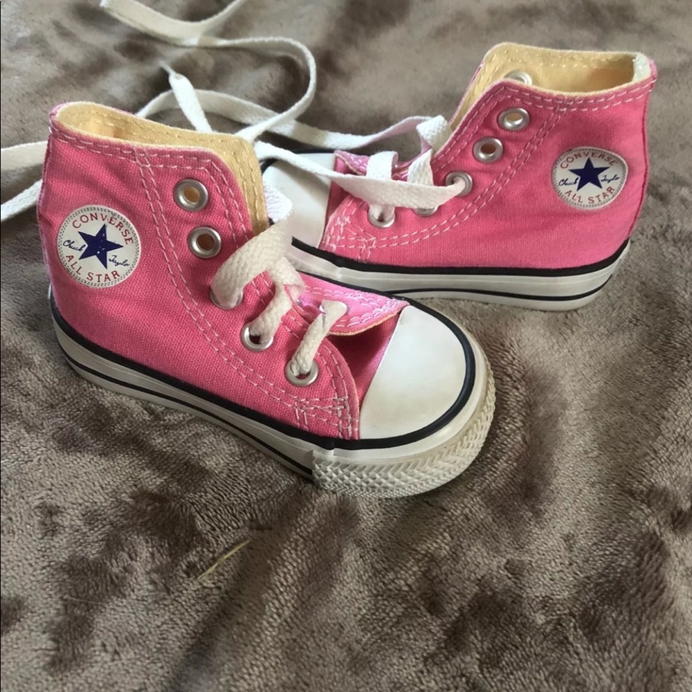 Pink high top converse